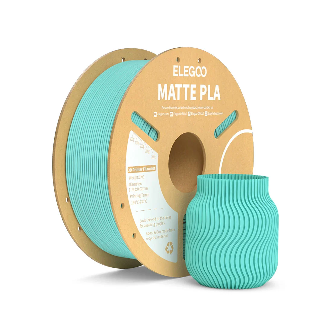 Филамент за 3D принтер Elegoo PLA Matte, 1.75 mm, 1 kg, тъмнозелен