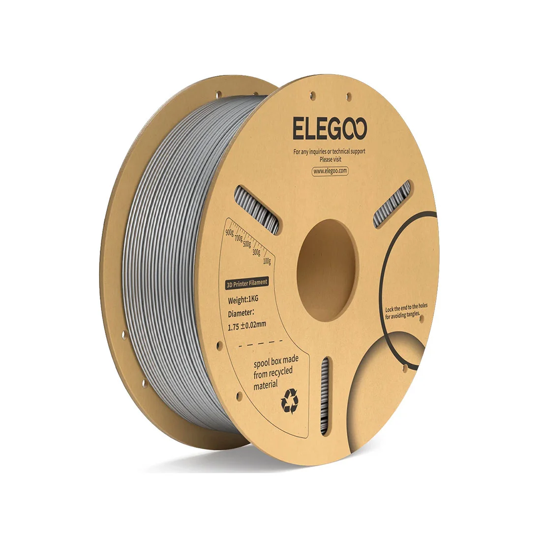 Филамент за 3D принтер Elegoo PLA+, 1.75 mm, 1 kg, космическосив