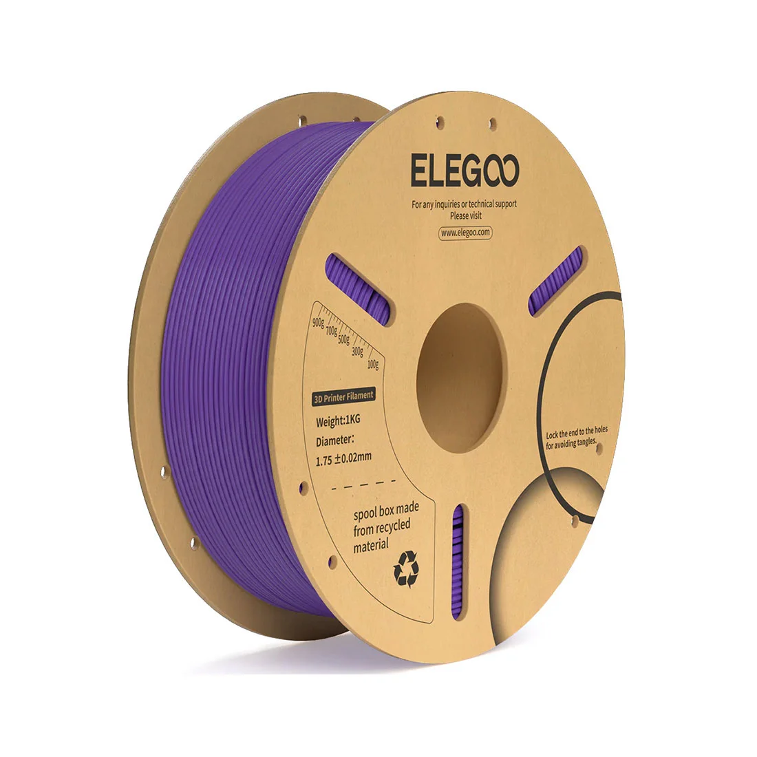 Филамент за 3D принтер Elegoo PLA+, 1.75 mm, 1 kg, лилав