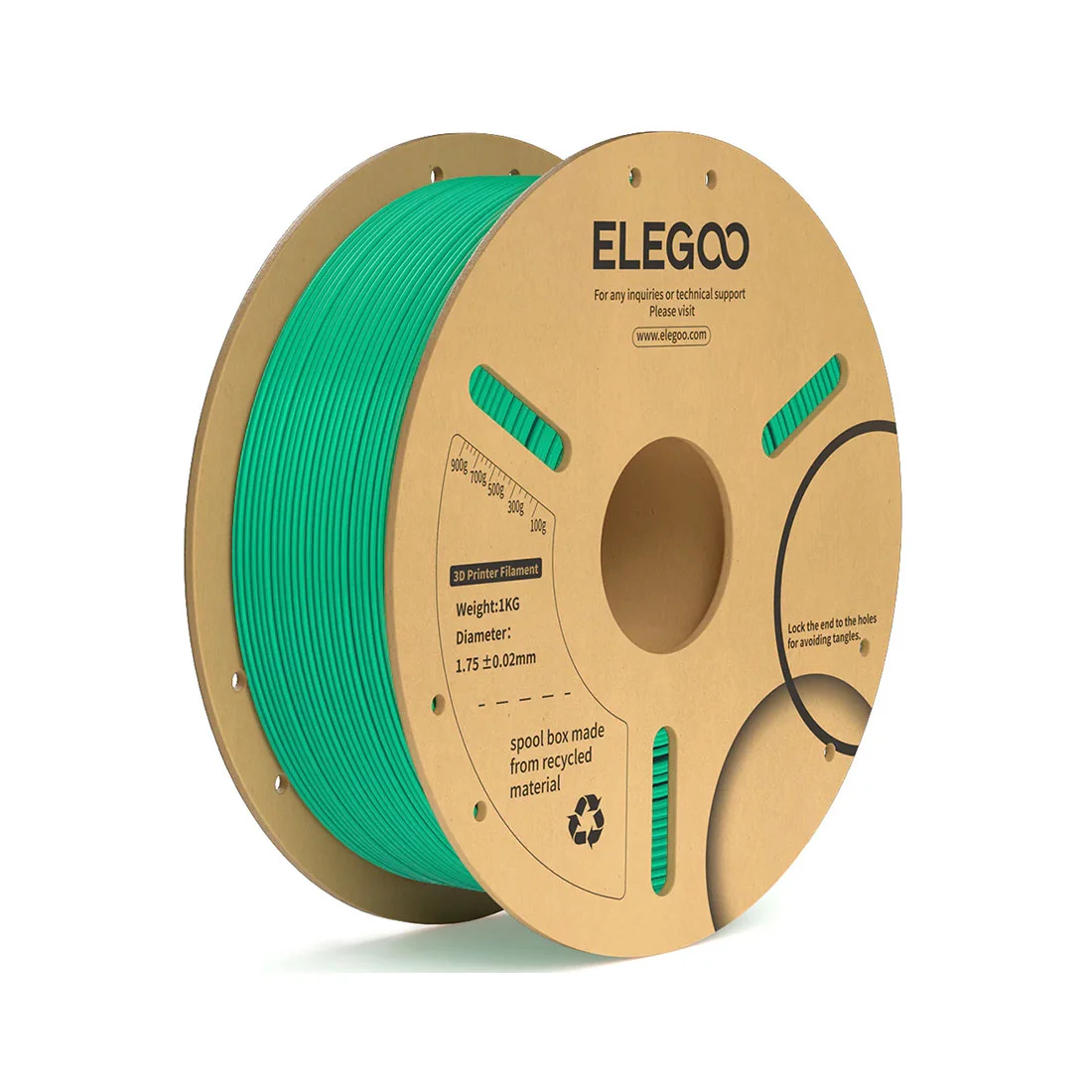 Филамент за 3D принтер Elegoo PLA+, 1.75 mm, 1 kg, москозелен