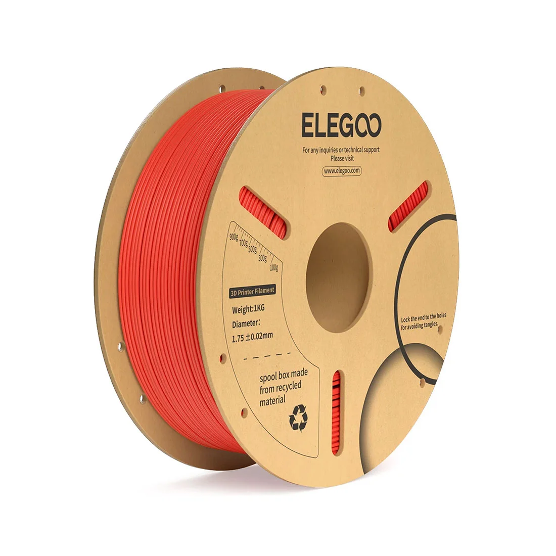 Филамент за 3D принтер Elegoo PLA+, 1.75 mm, 1 kg, червен
