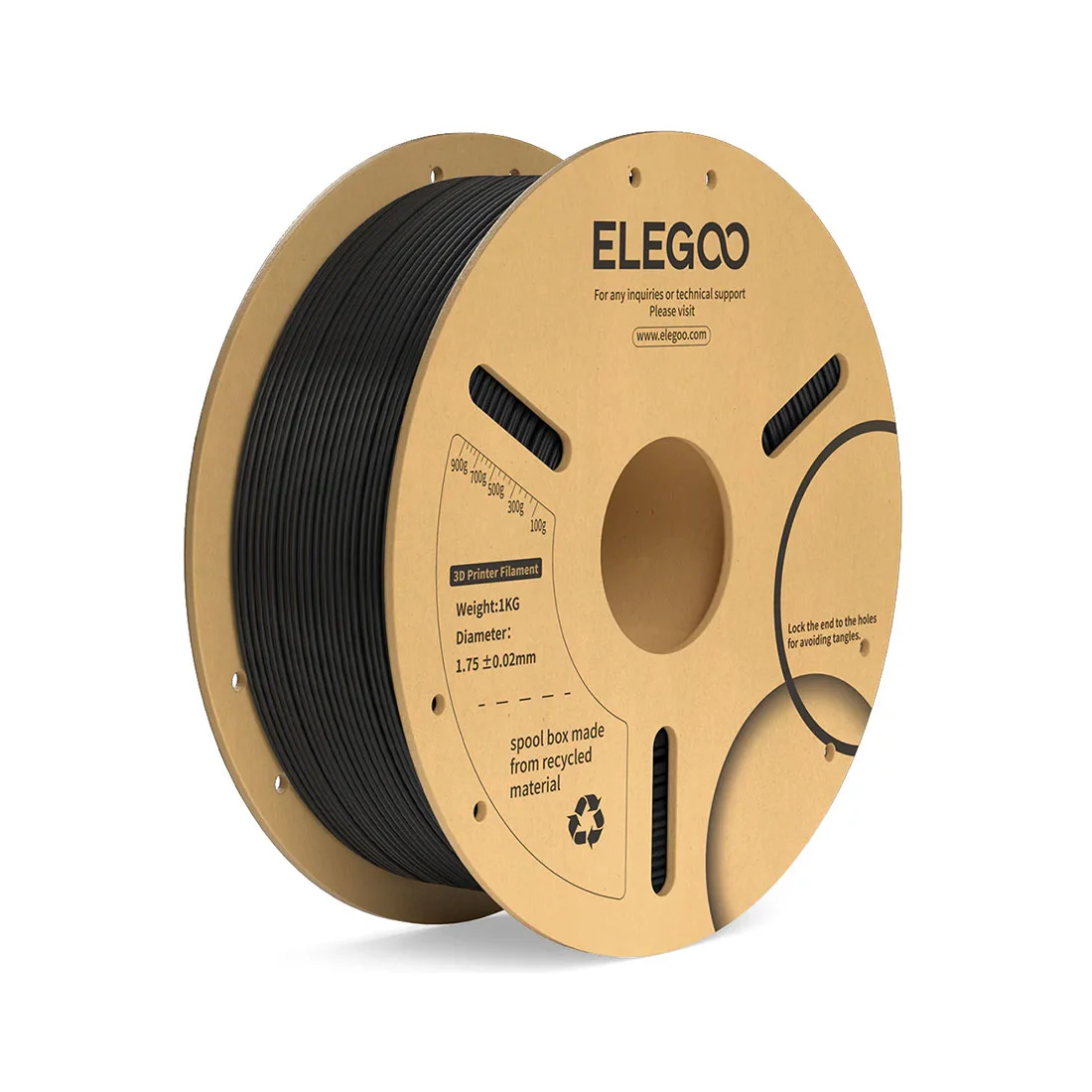 Филамент за 3D принтер Elegoo PLA+, 1.75 mm, 1 kg, черен