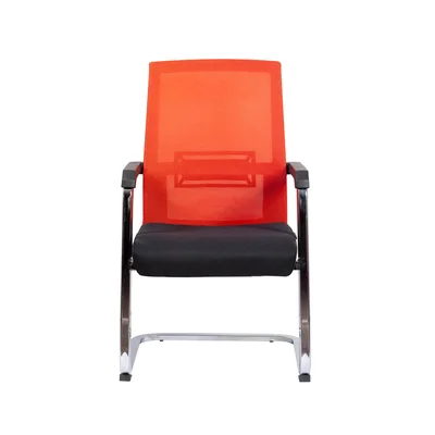 Посетителски стол RFG Roma M, дамаска и меш, метална основа, до 120 kg, черна седалка, червена облегалка