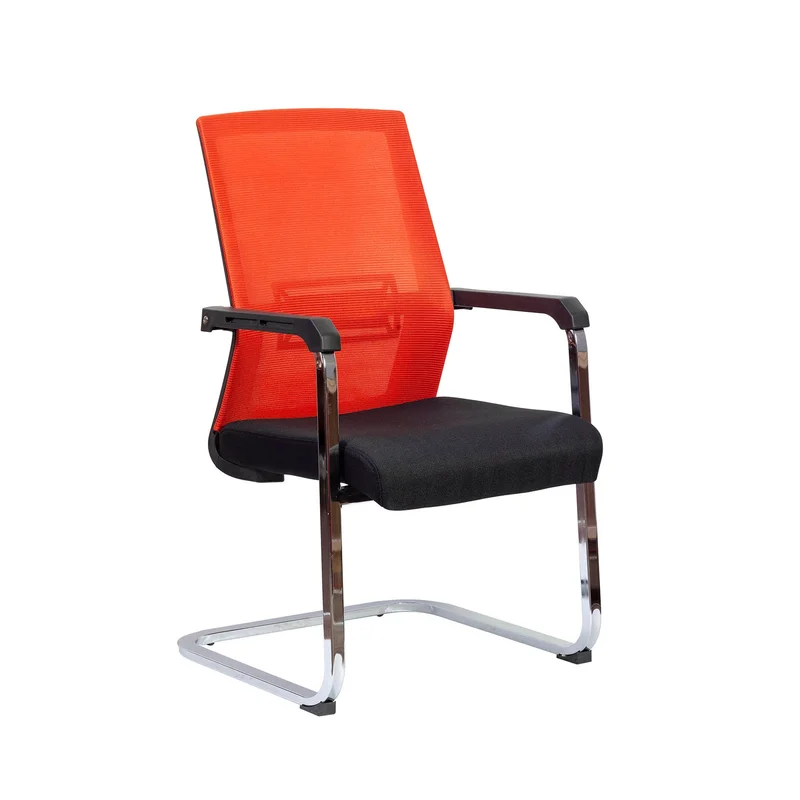 Посетителски стол RFG Roma M, дамаска и меш, метална основа, до 120 kg, черна седалка, червена облегалка