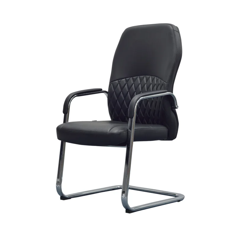 Посетителски стол RFG CRONO M, екокожа, до 150 kg, черен, 2 броя в комплект
