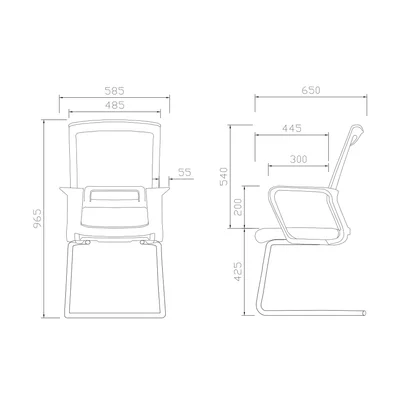Посетителски стол RFG Smart M, дамаска и меш, до 120 kg, черна седалка, черна облегалка, 2 броя в комплект