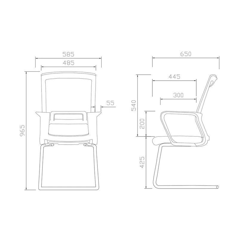 Посетителски стол RFG Smart M, дамаска и меш, до 120 kg, черна седалка, червена облегалка, 2 броя в комплект