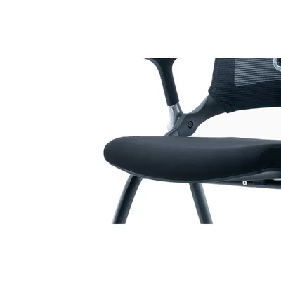 Посетителски стол RFG Swiss M, дамаска и меш, до 120 kg, черна седалка, черна облегалка, 2 броя в комплект