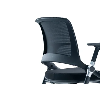 Посетителски стол RFG Swiss M, дамаска и меш, до 120 kg, черна седалка, черна облегалка, 2 броя в комплект