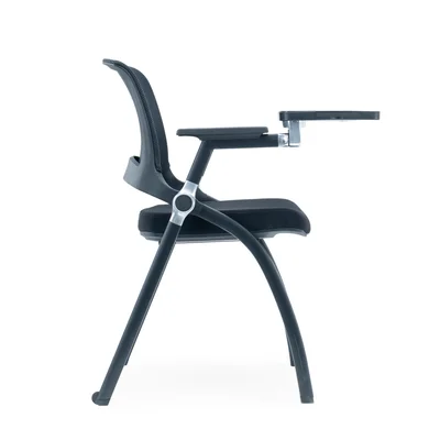 Посетителски стол RFG Swiss Table M, дамаска и меш, до 120 kg, черна седалка, черна облегалка, 2 броя в комплект