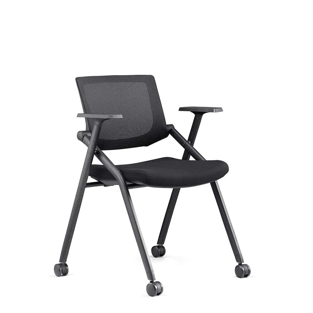 Посетителски стол RFG Shape M, дамаска и меш, до 120 kg, черна седалка, черна облегалка, 2 броя в комплект