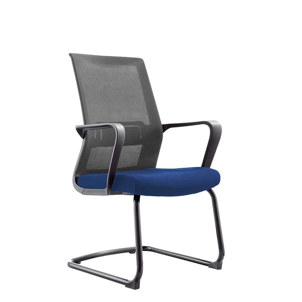 Посетителски стол RFG Smart M, дамаска и меш, до 120 kg, синя седалка, сива облегалка, 2 броя в комплект
