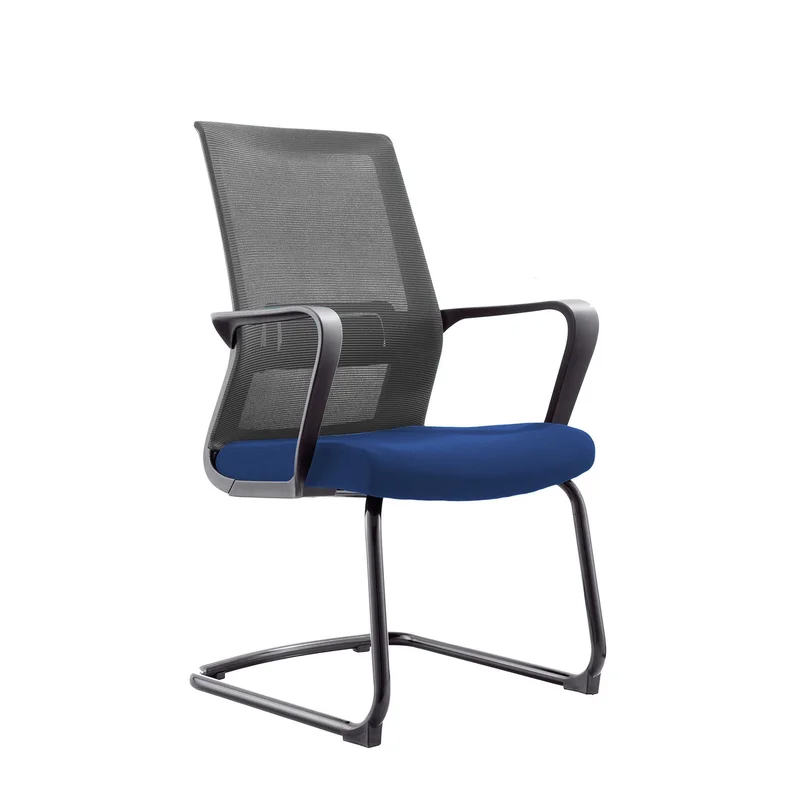 Посетителски стол RFG Smart M, дамаска и меш, до 120 kg, синя седалка, сива облегалка, 2 броя в комплект