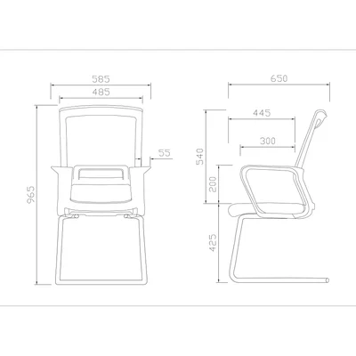 Посетителски стол RFG Smart M, дамаска и меш, до 120 kg, синя седалка, сива облегалка, 2 броя в комплект