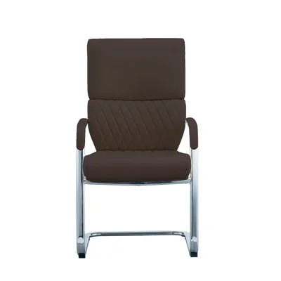 Посетителски стол RFG GRANDE M, екокожа, метална основа, до 150 kg, кафяв