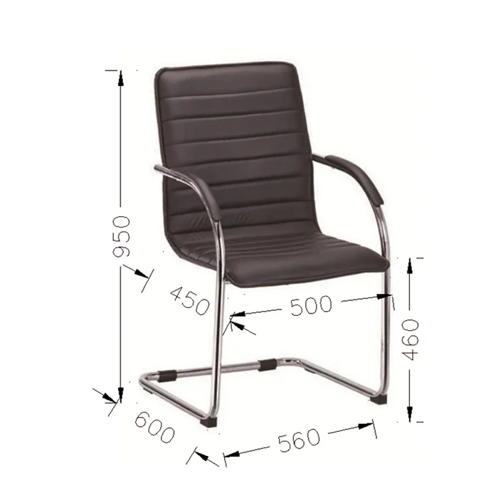 Посетителски стол RFG Sky M, екокожа, метална основа, до 120 kg, кафяв, 4 броя в комплект