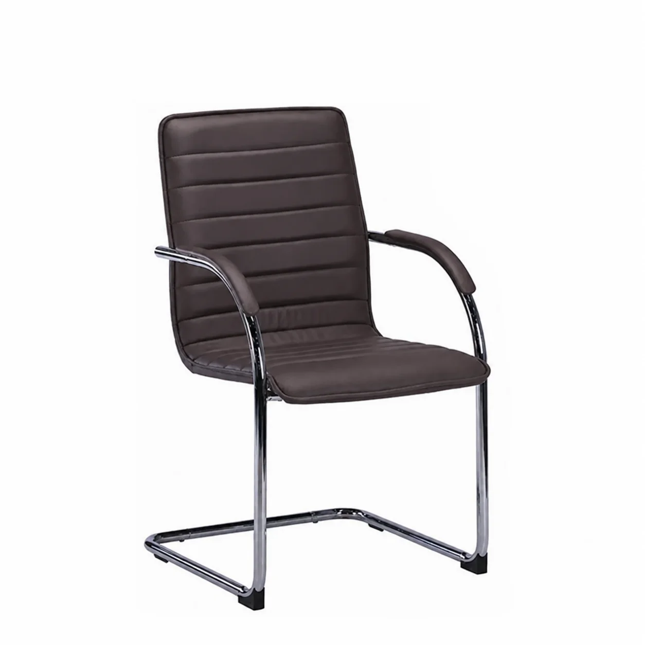 Посетителски стол RFG Sky M, екокожа, метална основа, до 120 kg, кафяв