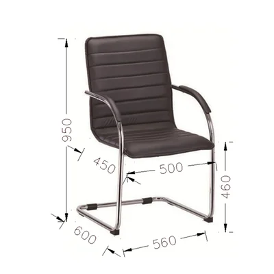 Посетителски стол RFG Sky M, екокожа, метална основа, до 120 kg, кафяв