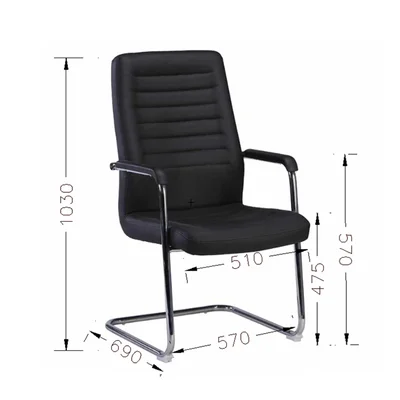 Посетителски стол RFG Sit M, екокожа, метална основа, до 120 kg, черен