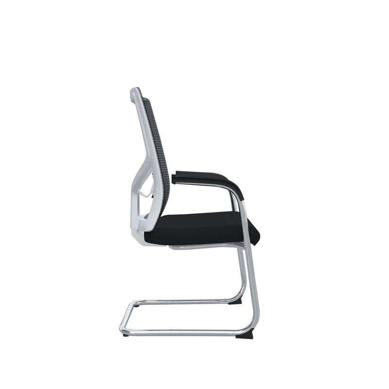 Посетителски стол RFG Snow M, дамаска и меш, до 120 kg, черна седалка, черна облегалка, 2 броя в комплект