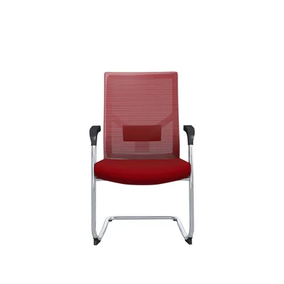 Посетителски стол RFG Snow M, дамаска и меш, до 120 kg, червена седалка, червена облегалка