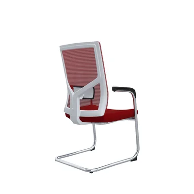 Посетителски стол RFG Snow M, дамаска и меш, до 120 kg, червена седалка, червена облегалка