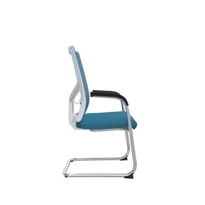 Посетителски стол RFG Snow M, дамаска и меш, до 120 kg, светлосиня седалка, светлосиня облегалка