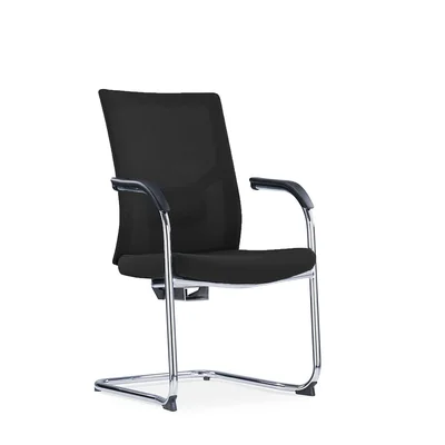 Посетителски стол RFG Snow Black M, дамаска и меш, до 120 kg, черна седалка, черна облегалка, 2 броя в комплект