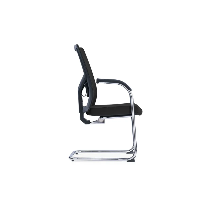 Посетителски стол RFG Snow Black M, дамаска и меш, до 120 kg, черна седалка, черна облегалка, 2 броя в комплект
