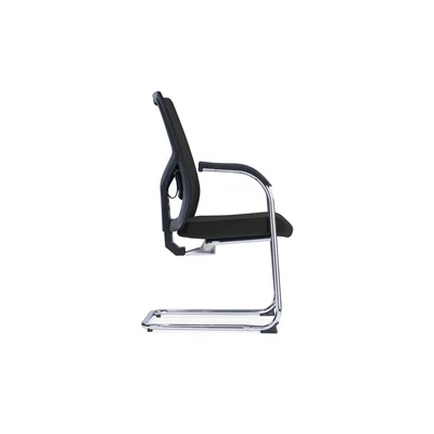 Посетителски стол RFG Snow Black M, дамаска и меш, до 120 kg, черна седалка, черна облегалка, 2 броя в комплект