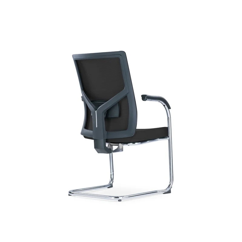 Посетителски стол RFG Snow Black M, дамаска и меш, до 120 kg, черна седалка, черна облегалка, 2 броя в комплект
