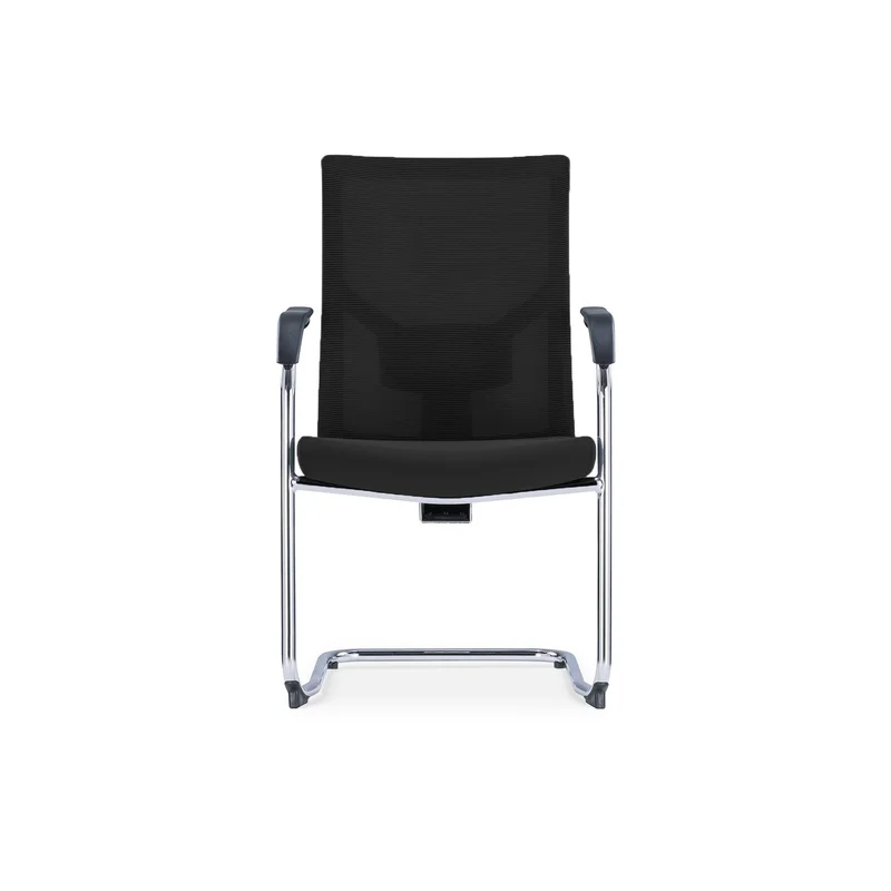 Посетителски стол RFG Snow Black M, дамаска и меш, до 120 kg, черна седалка, черна облегалка, 2 броя в комплект