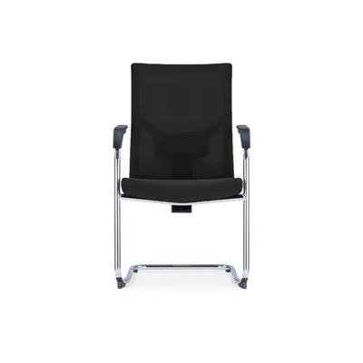 Посетителски стол RFG Snow Black M, дамаска и меш, до 120 kg, черна седалка, черна облегалка, 2 броя в комплект