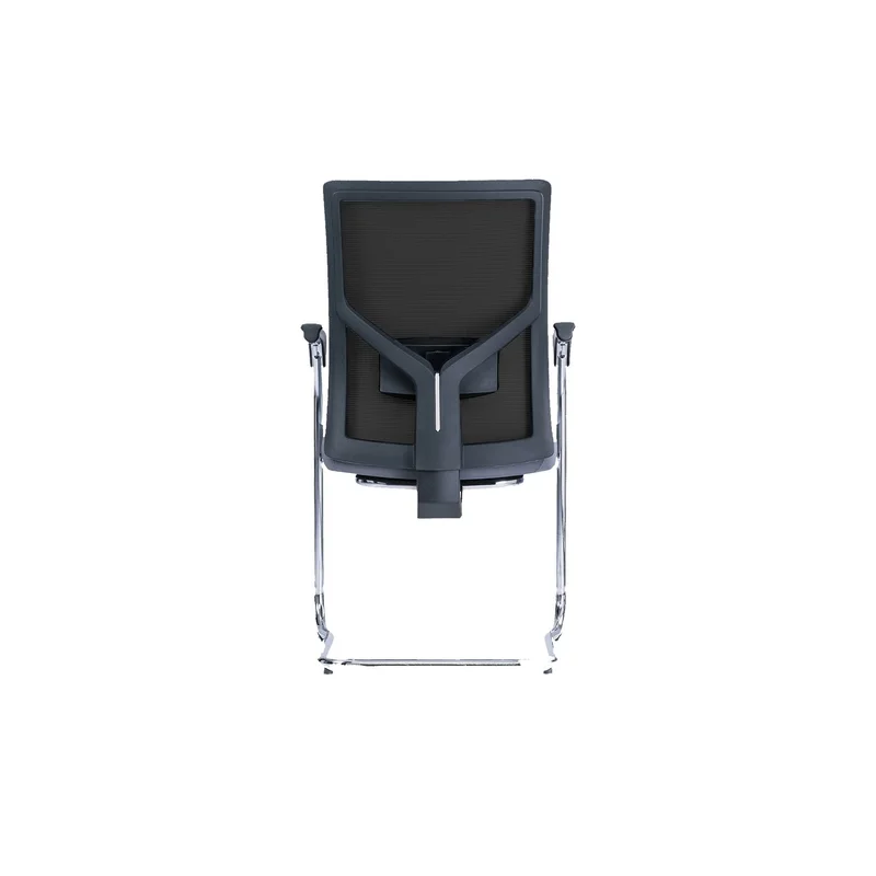 Посетителски стол RFG Snow Black M, дамаска и меш, до 120 kg, черна седалка, черна облегалка, 2 броя в комплект
