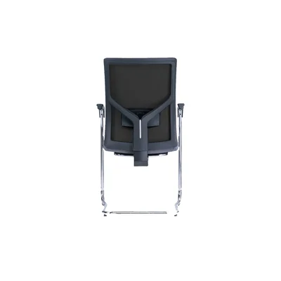 Посетителски стол RFG Snow Black M, дамаска и меш, до 120 kg, черна седалка, черна облегалка, 2 броя в комплект