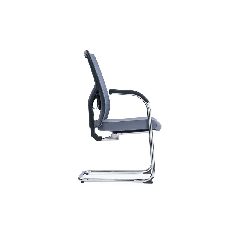 Посетителски стол RFG Snow Black M, дамаска и меш, до 120 kg, светлосива седалка, светлосива облегалка, 2 броя в комплект
