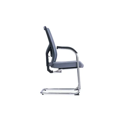 Посетителски стол RFG Snow Black M, дамаска и меш, до 120 kg, светлосива седалка, светлосива облегалка, 2 броя в комплект