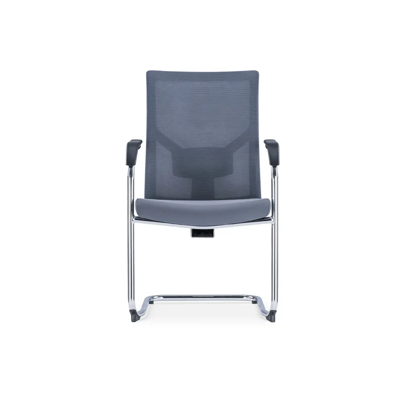 Посетителски стол RFG Snow Black M, дамаска и меш, до 120 kg, светлосива седалка, светлосива облегалка, 2 броя в комплект