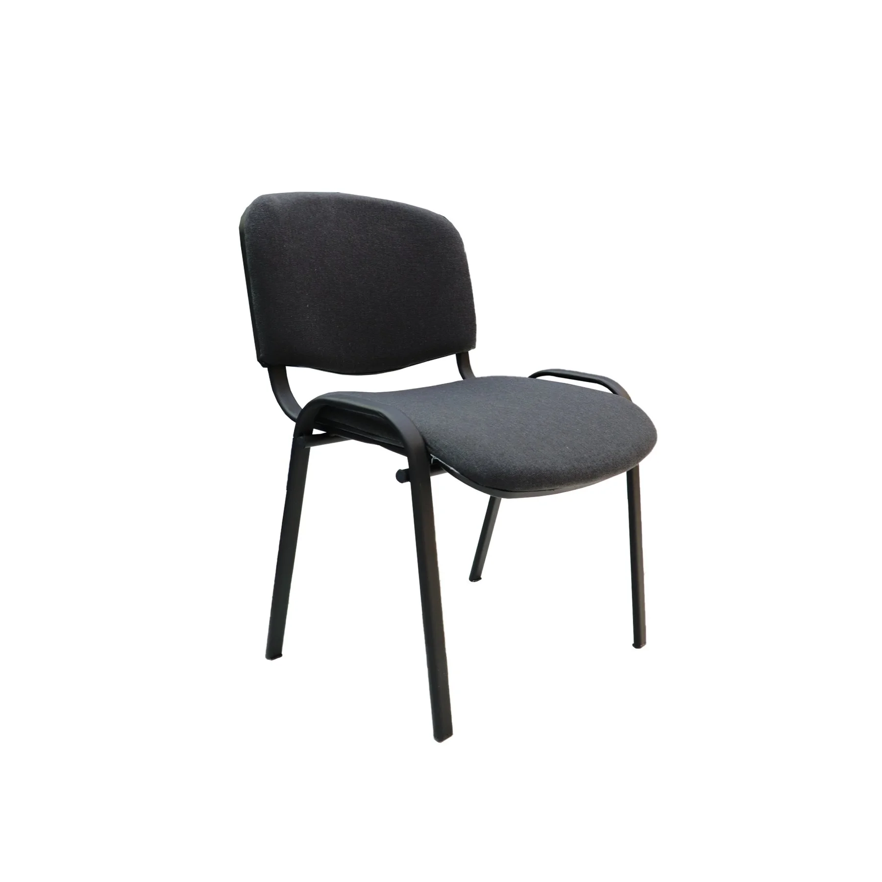Посетителски стол ISO Black, текстил, метална основа, до 120 kg, тъмносив