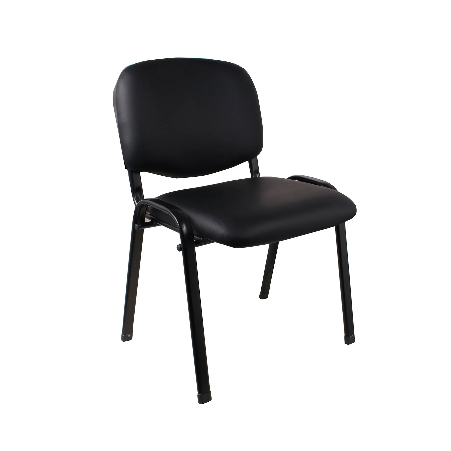 Посетителски стол Iso Iron Black, екокожа, метална основа, до 120 kg, черен