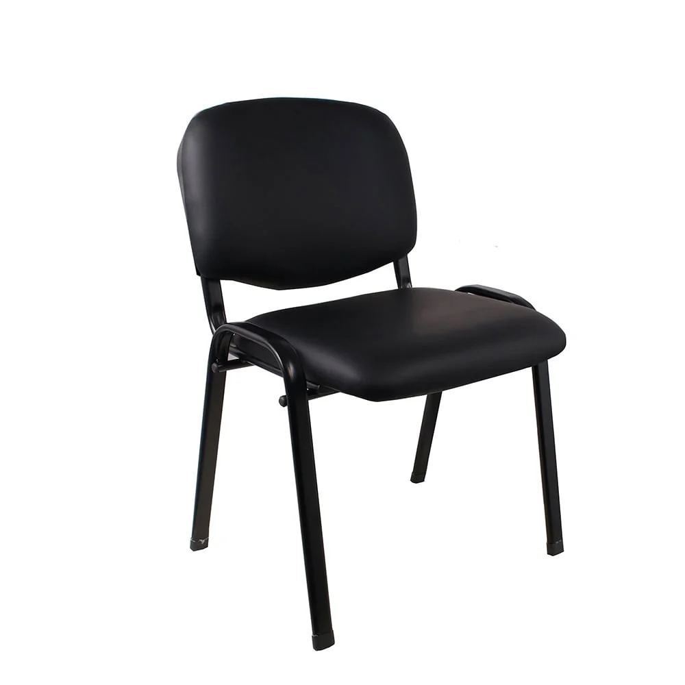 Посетителски стол Iso Iron Black, екокожа, черен, 7 броя в комплект