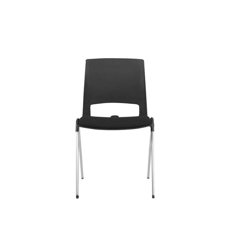 Посетителски стол RFG Sweet Chrome Black, дамаска и полипропилен, до 120 kg, черен, 4 броя в комплект