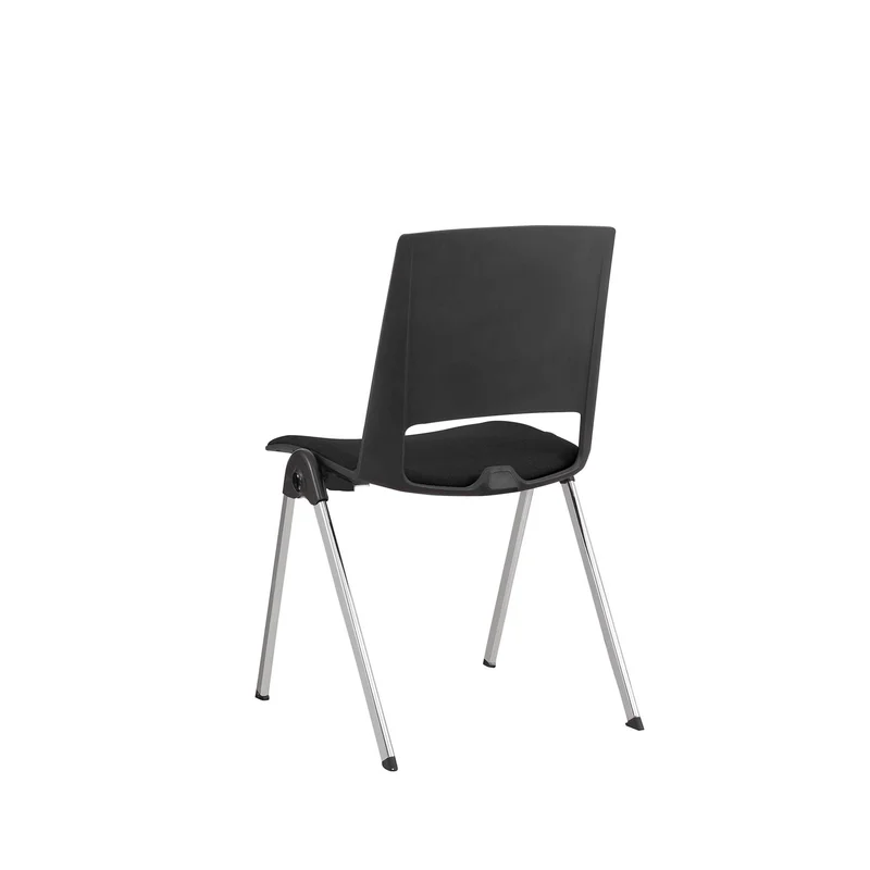 Посетителски стол RFG Sweet Chrome Black, дамаска и полипропилен, до 120 kg, черен, 4 броя в комплект