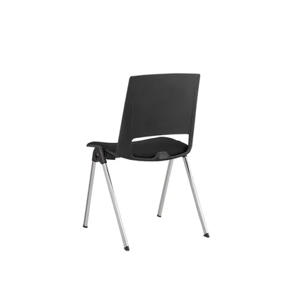 Посетителски стол RFG Sweet Chrome Black, дамаска и полипропилен, до 120 kg, черен, 4 броя в комплект