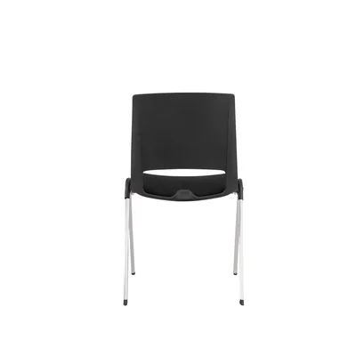 Посетителски стол RFG Sweet Chrome Black, дамаска и полипропилен, до 120 kg, черен, 4 броя в комплект