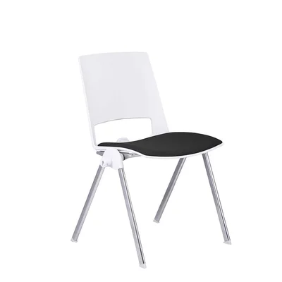 Посетителски стол RFG Sweet Chrome White, дамаска и полипропилен, до 120 kg, черен, 4 броя в комплект