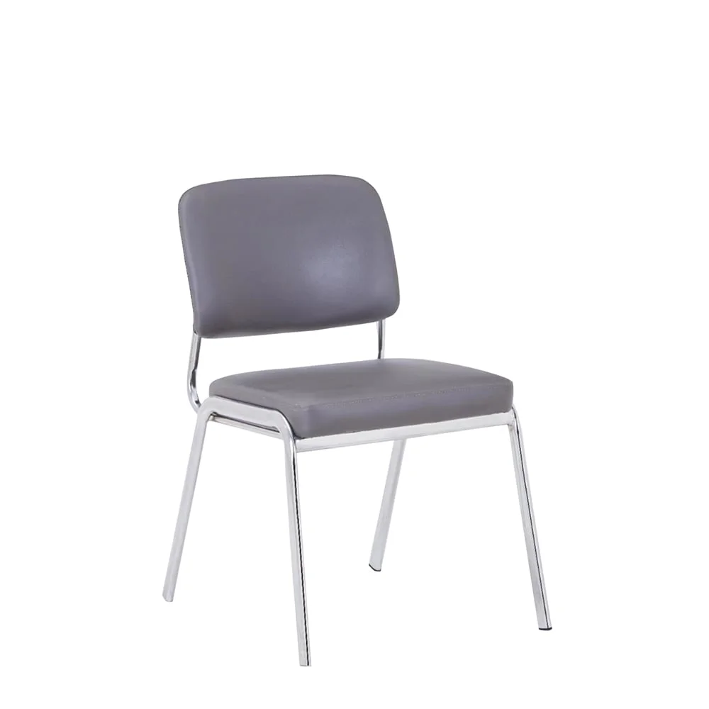 Посетителски стол RFG Slow M, екокожа, метална основа, до 120 kg, сив, 4 броя в комплект