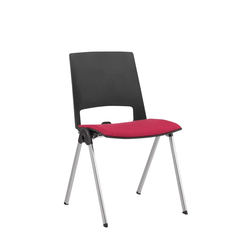 Посетителски стол RFG Sweet Chrome Black, текстил, до 120 kg, червен, 2 броя в комплект