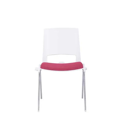 Посетителски стол RFG Sweet Chrome White, текстил, до 120 kg, червен, 2 броя в комплект