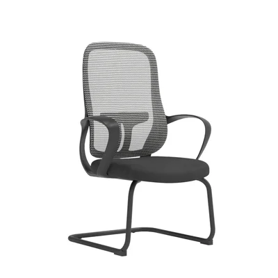 Посетителски стол RFG Mojito M, дамаска и меш, метална основа, до 120 kg, сиво-черен